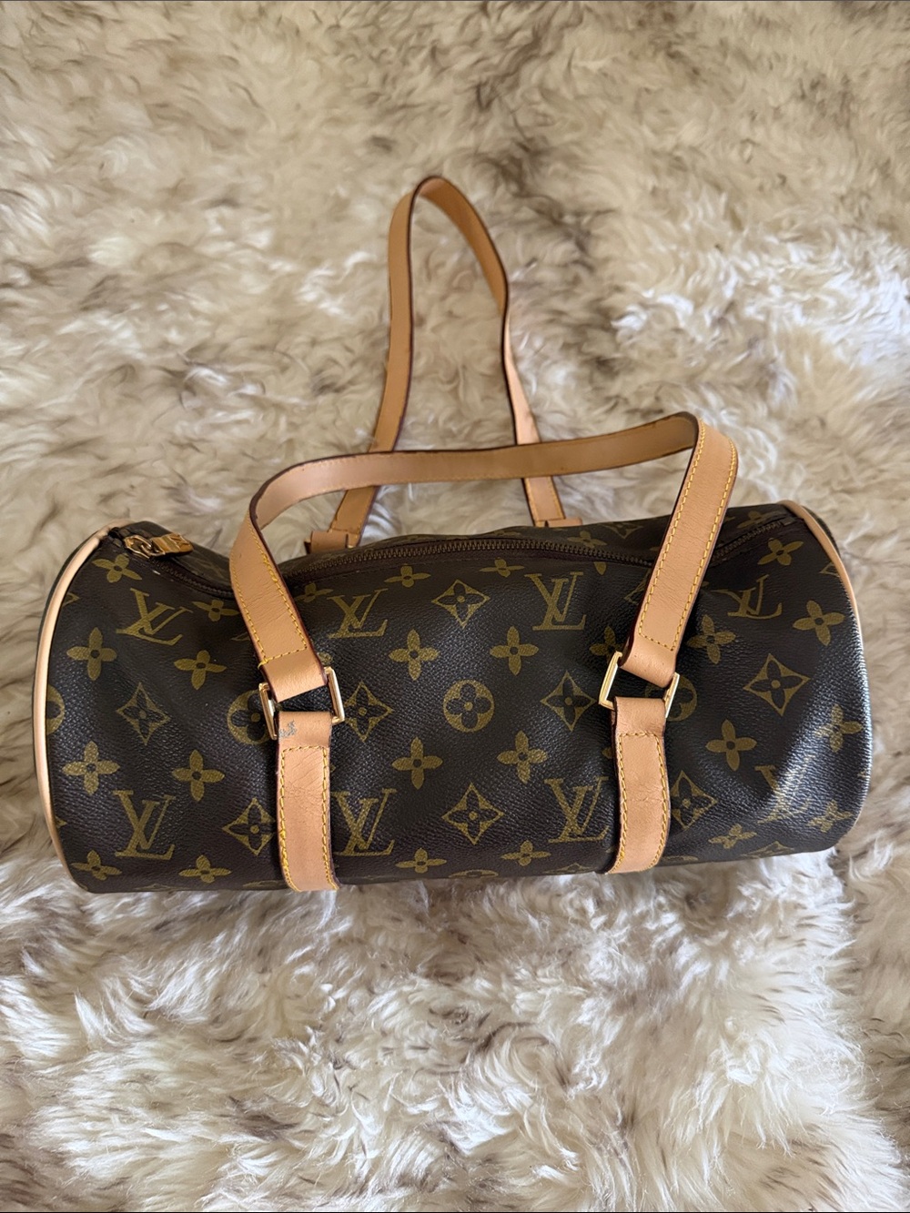 Copy- Faux dupe LV Monogram Papillon fashion handbag leather fun purse zipper